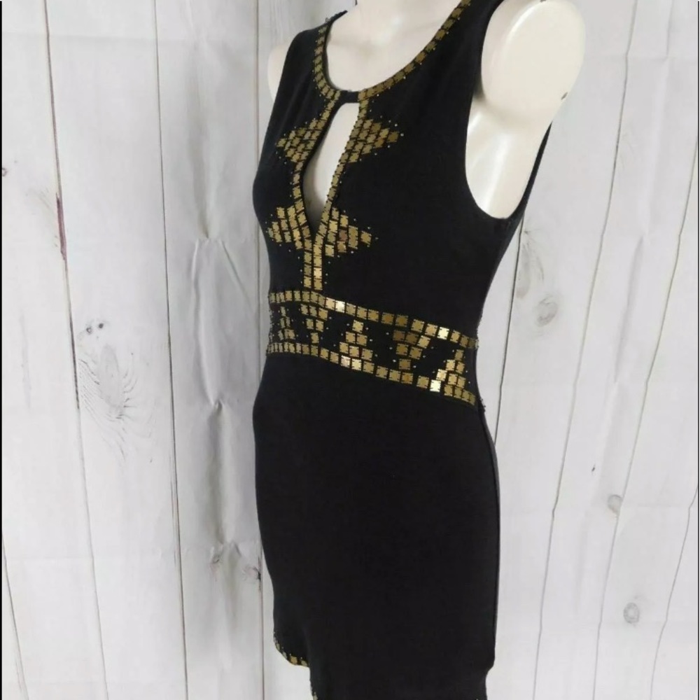 Free People Black Gold Stretch Knit Dress - Picture 2 of 11